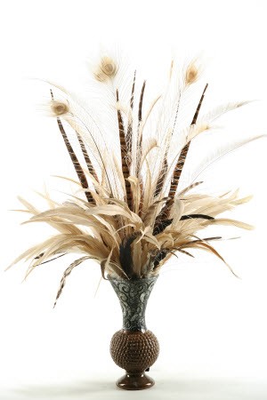 Mixed Feathers In Ceramic Vase Boulevard Urban Living