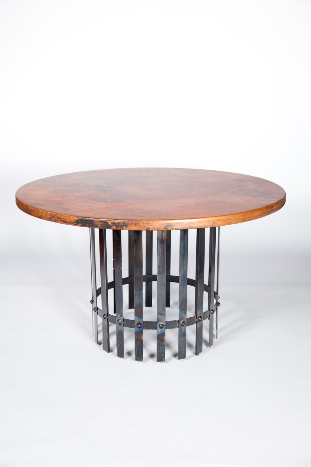 Ashton Dining Table with 48" Round Hammered Copper Top ...