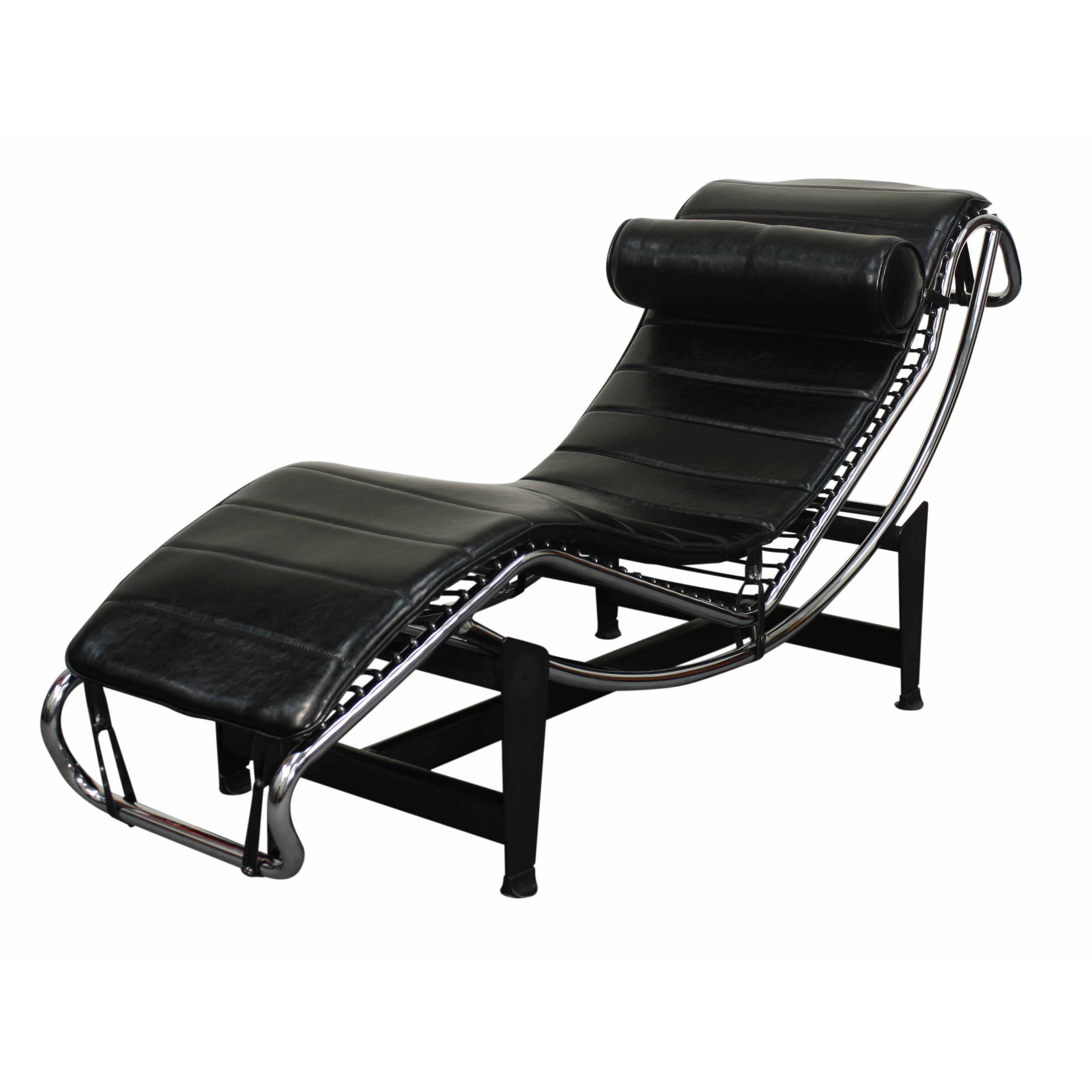 Avant PU Chaise Lounge Chair Chrome Steel Frame and Black Metal Base 