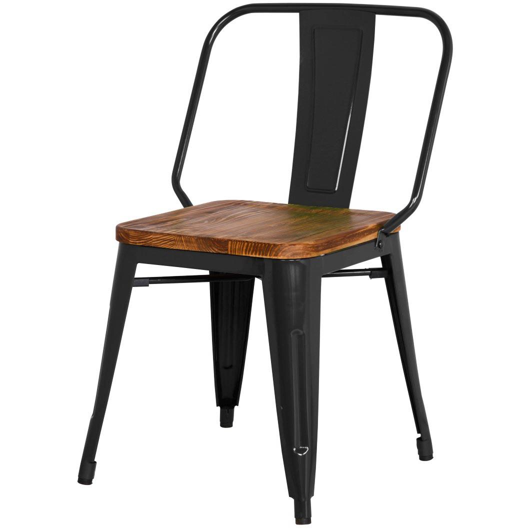 Brian Metal Side Chair Wood Seat