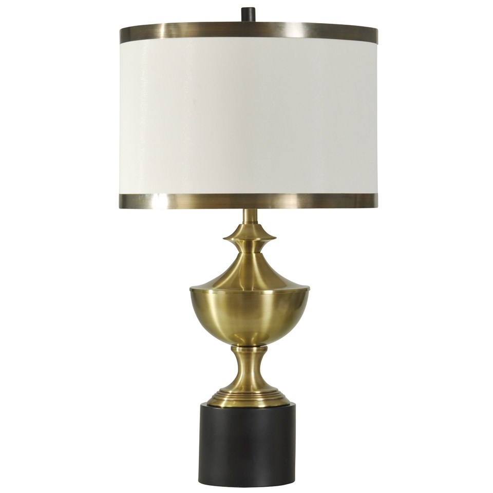 black lamp base with white shade