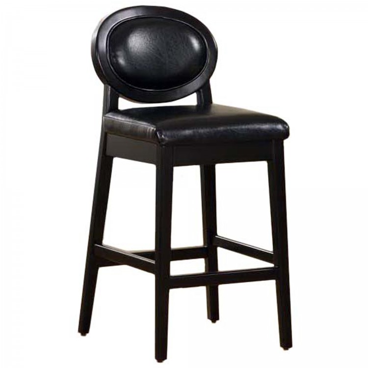 Martini 30 Stationary Barstool In Jet Black Leather With